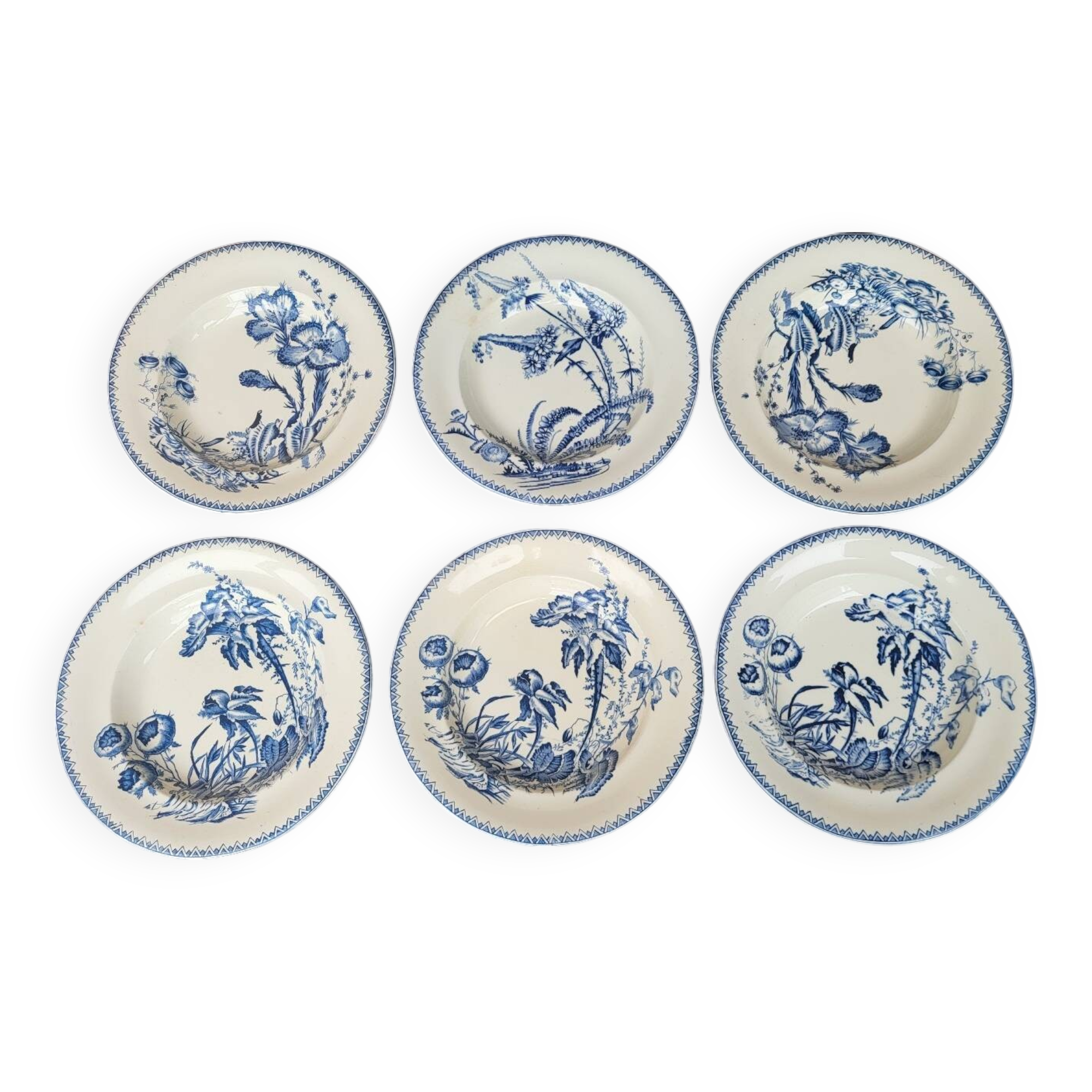 Set of 6 Clairefontaine Earthenware soup plates Indiana decor