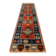 Vintage turkish runner 300x83 cm kazak rug, terracotta red, green, beige blue
