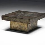 Table basse brutaliste en acier, France, années 1970