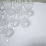 Series of 10 vintage crystal water glasses