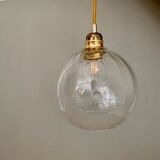 Vintage globe pendant lamp in slightly bubbled glass
