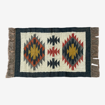 Tapis en jute et laine tissé à la main Kilim