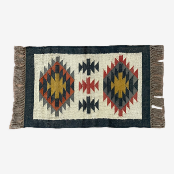 Jute and wool handwoven kilim rug