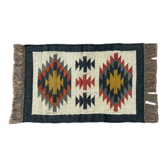 Tapis en jute et laine tissé à la main Kilim