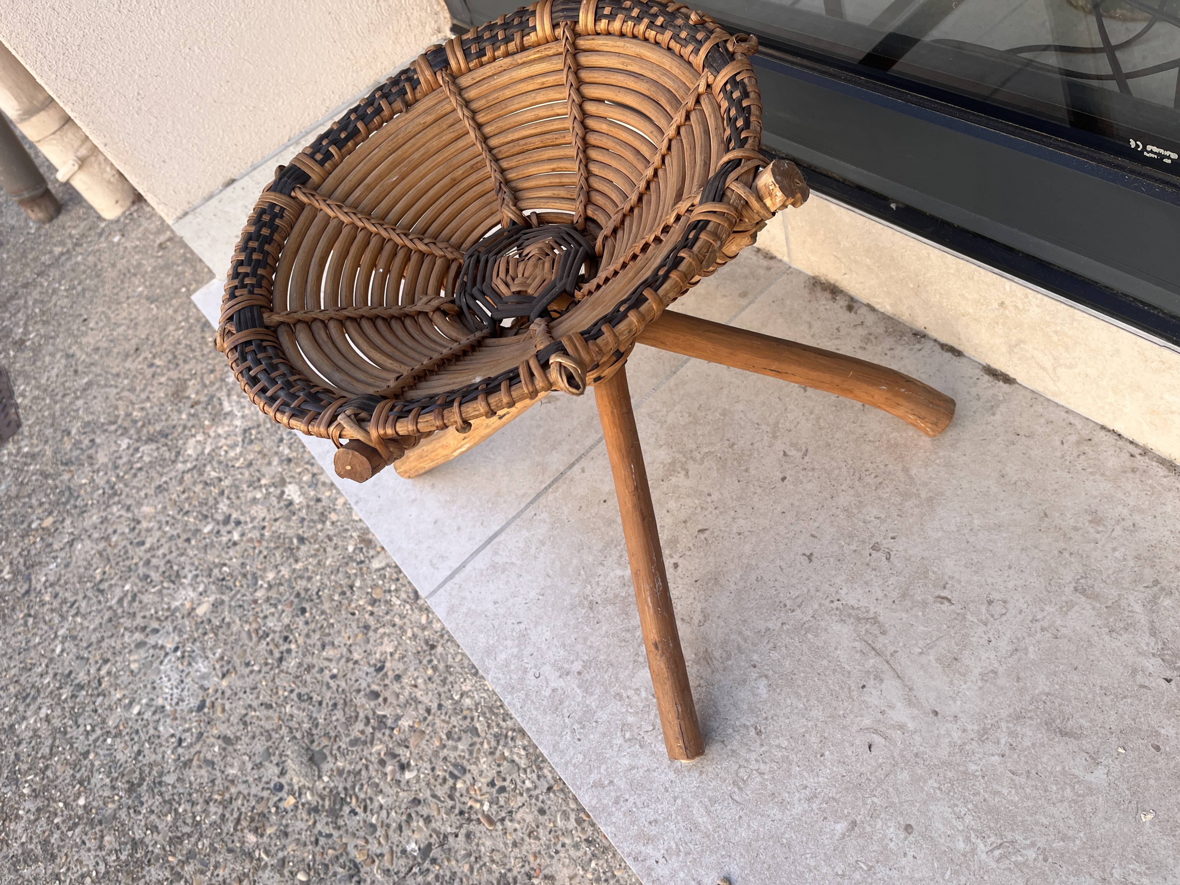 African rattan low stool