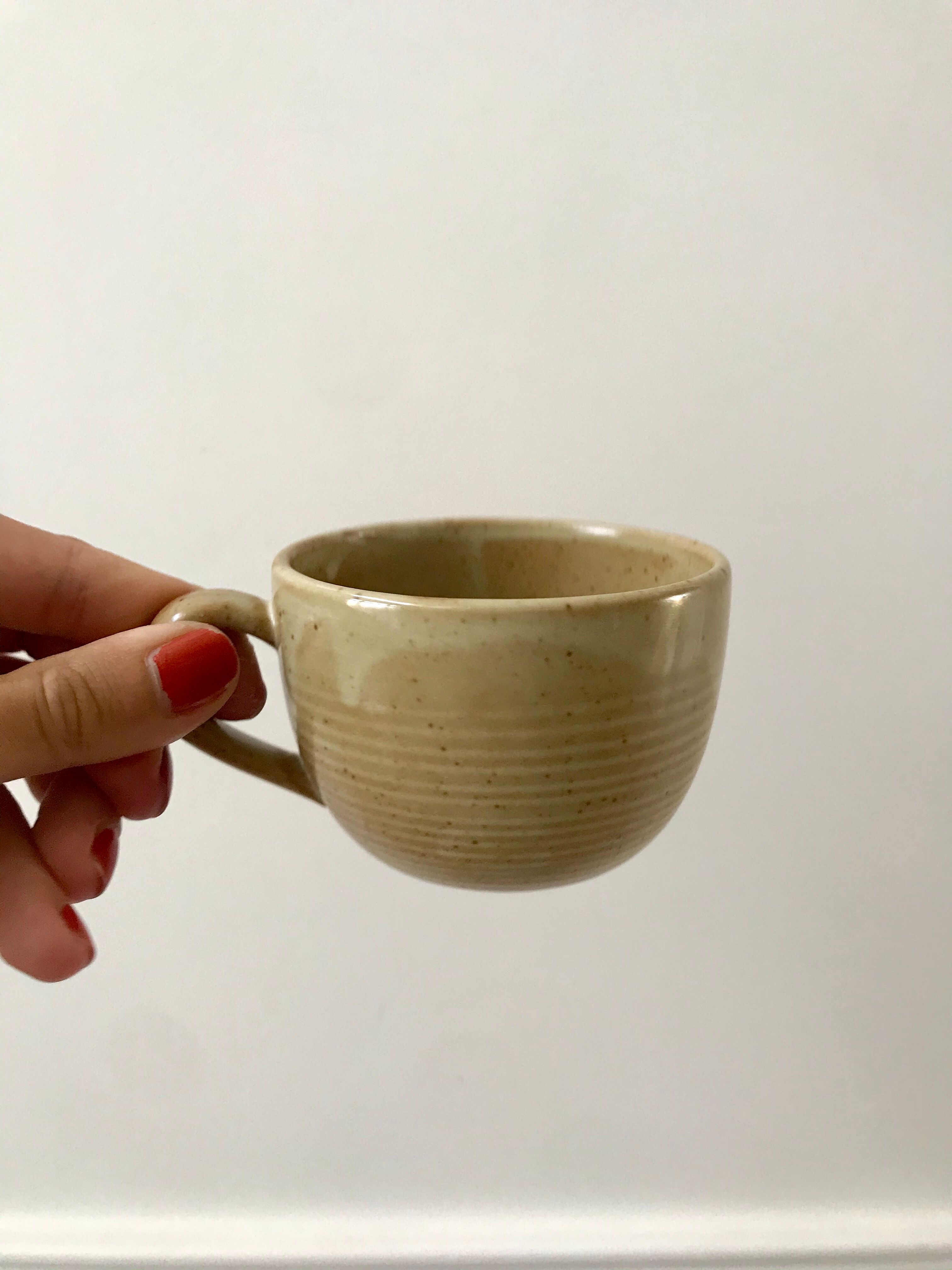 set of 6 stoneware cups and saucers Grès du Village 60s-70s