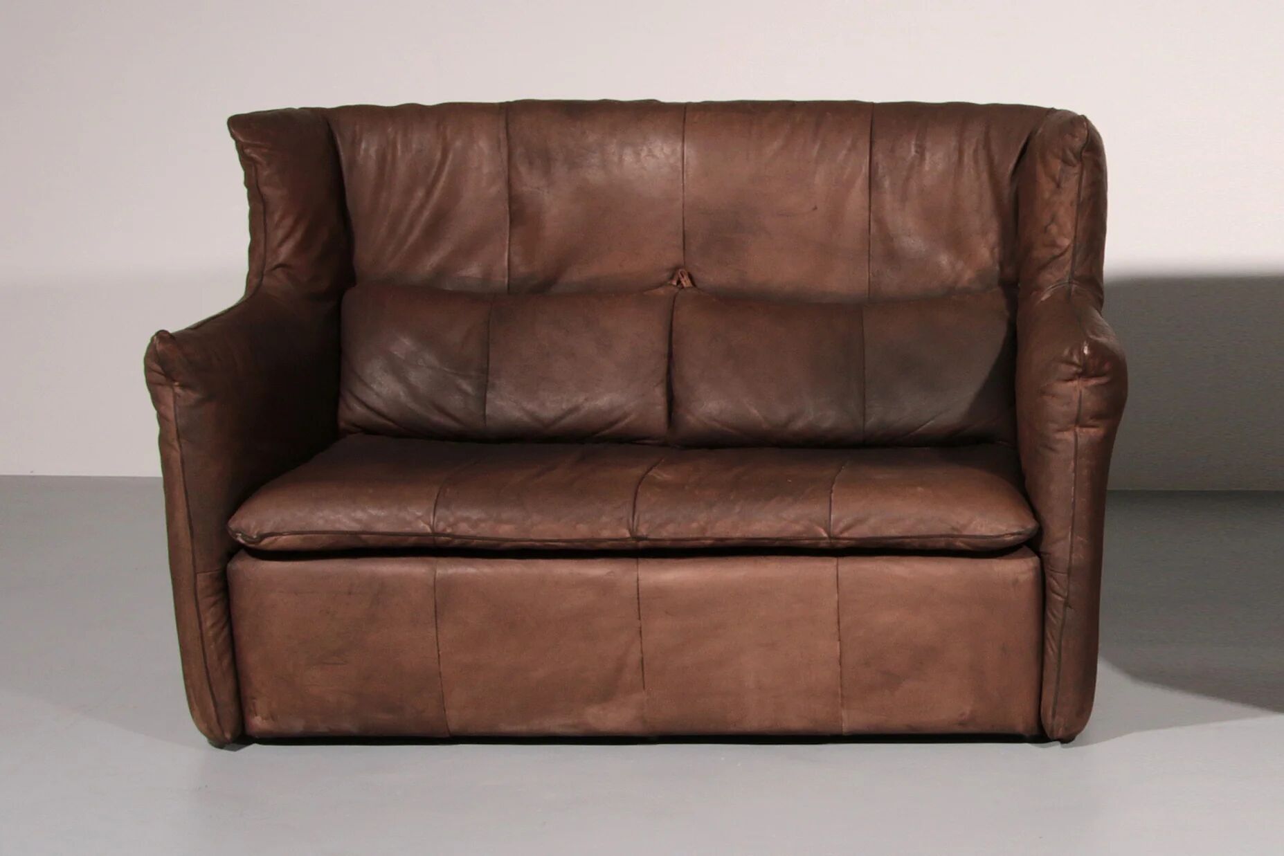 Patinated leather sofa by Gerard van den Berg for Montis, Netherlands, 1970s