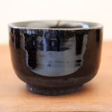 Set of 8 black ceramic cups signed