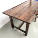 Solid pine work table, grooved top, satin brown finish, year