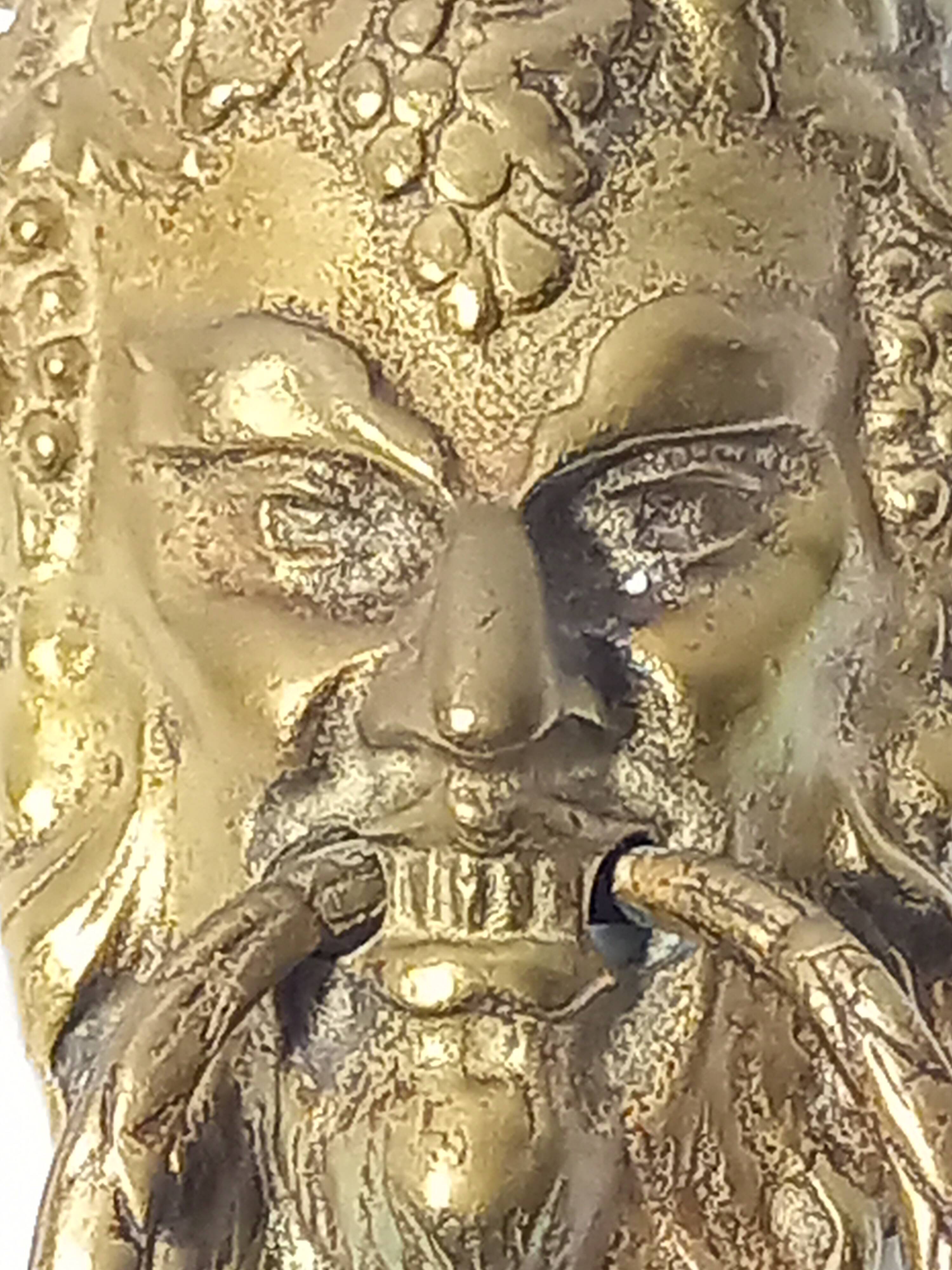 Satyr Head Knocker in Gilt Bronze