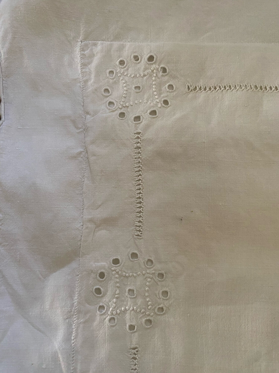 Embroidered openwork pillowcase, early 20th century.