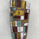 Vintage ceramic vase with abstract decor, Vallauris circa 1960