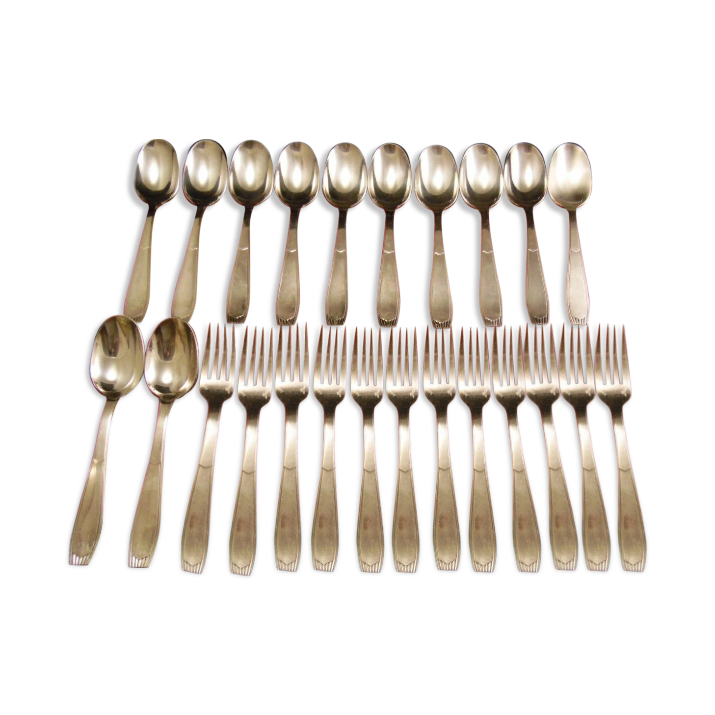 Housewife 24 pieces silver metal Christofle Alfénide model Saigon Luc Lanel
