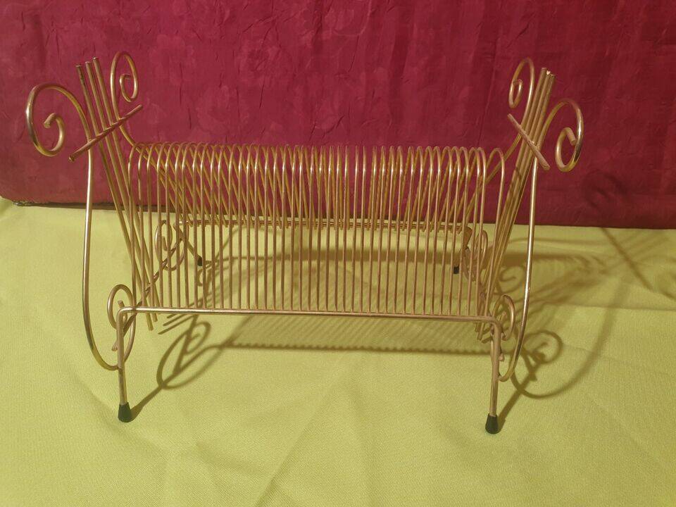 Vintage gold vinyl record storage rack