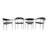 Chaises P40 en chrome et cuir, conçues par Vegni & Gualtierotti pour Fasem,