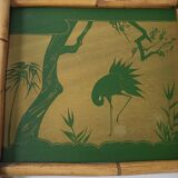 Vintage heron tray in bamboo 1960