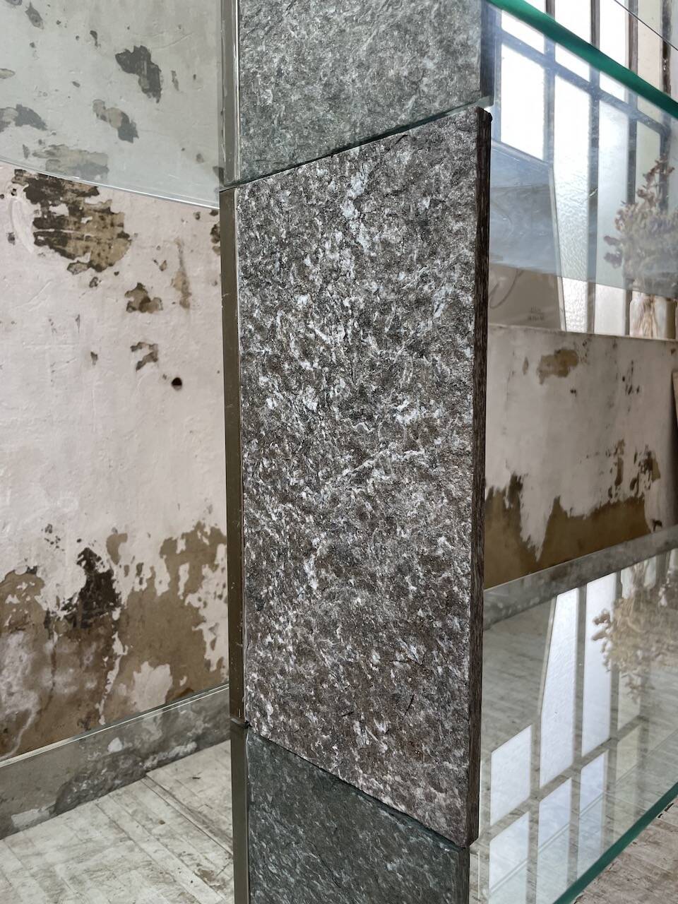 Roche Bobois stone and glass sculpture shelf 1970s