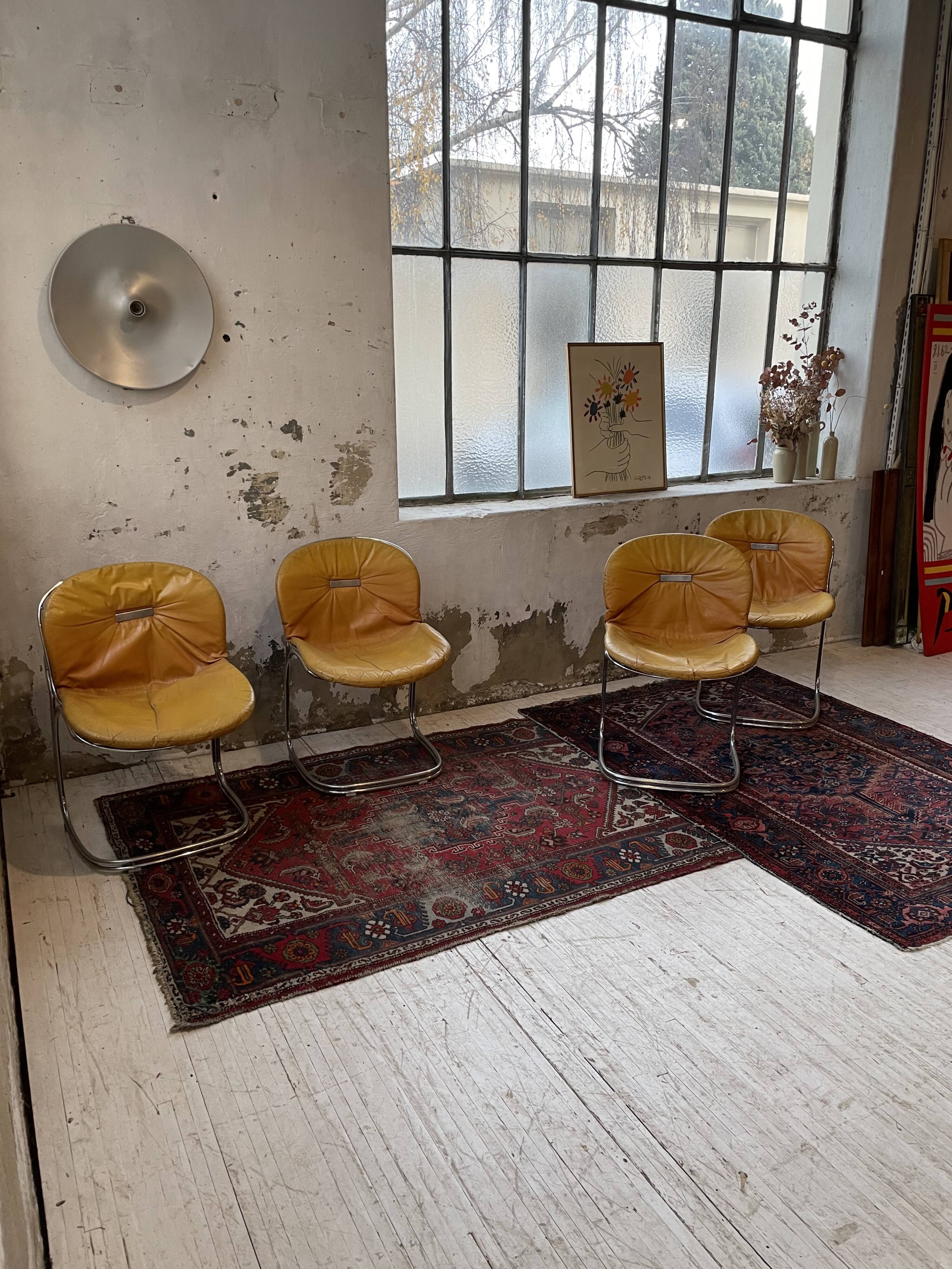 4 chairs Rinaldi "Sabrina" yellow leather