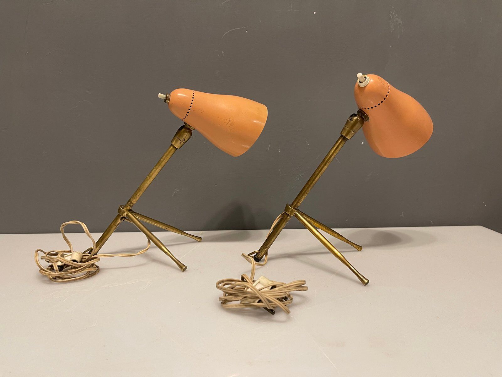 Pink Bronze Table Lamps by Giuseppe Ostuni for Oluce, 1950s, Set of 2