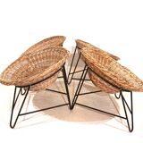 Set of 4 rattan pod chairs 60s