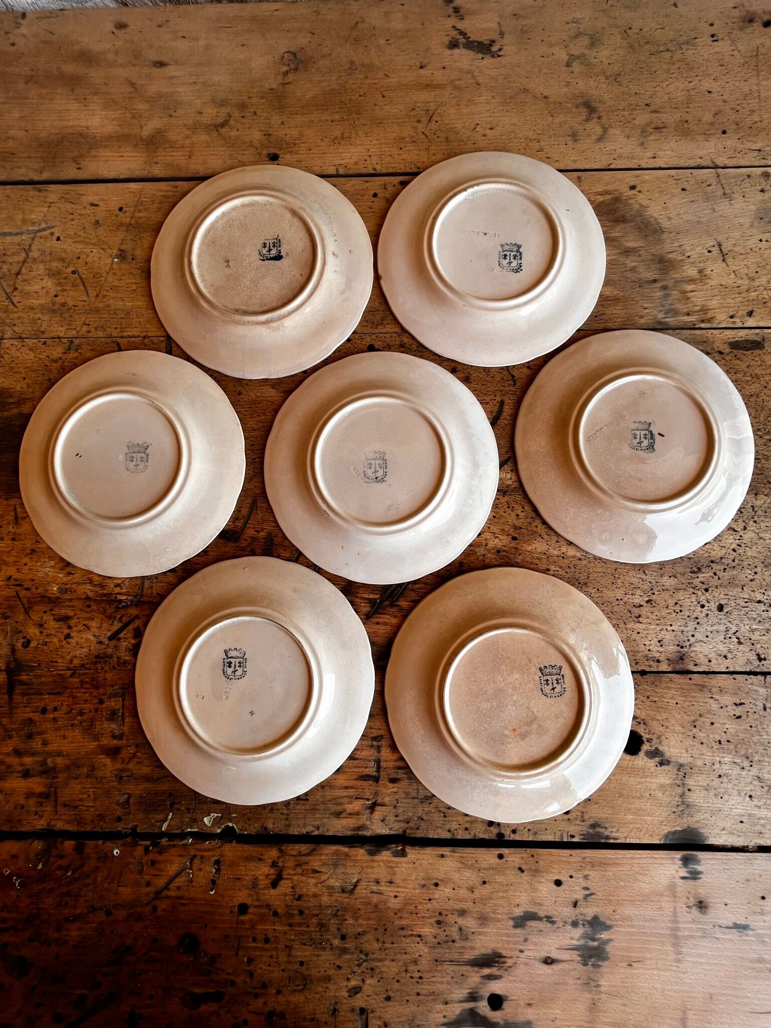 Set of 7 antique dessert plates St Amand and Hamage