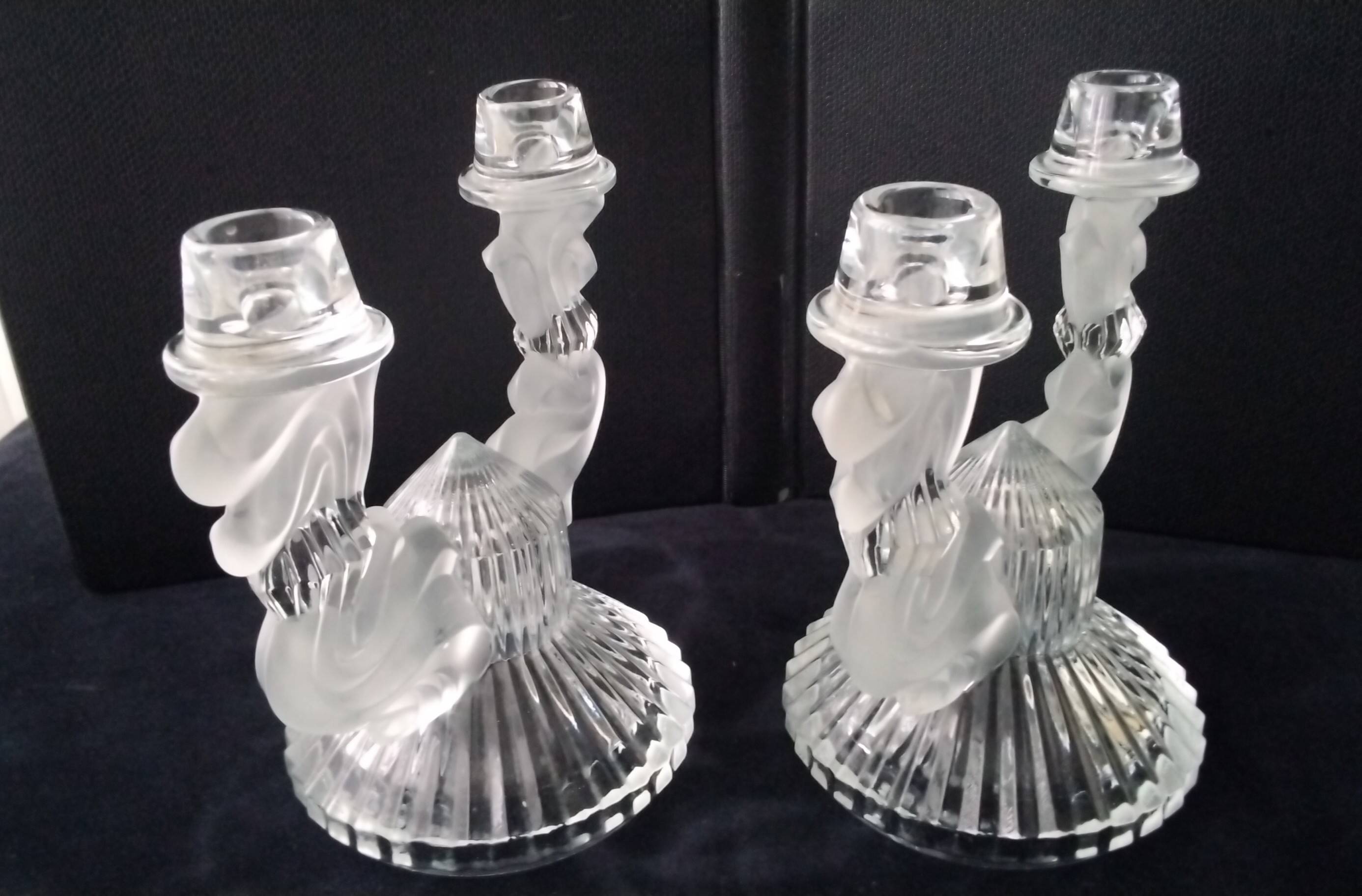 Pair of candlesticks, Bohemian crystal candle holders.