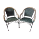Duo de fauteuils anciens en fer forgé et osier