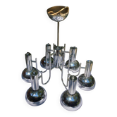 6-lamp vintage 70'S chrome pendant light