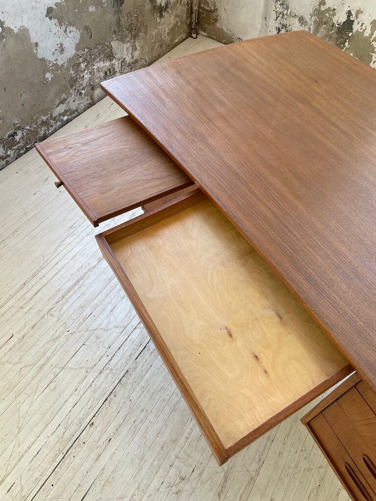 Scandinavian "boomerang" two-sided teak desk Midtjydsk Mobelfabrilk