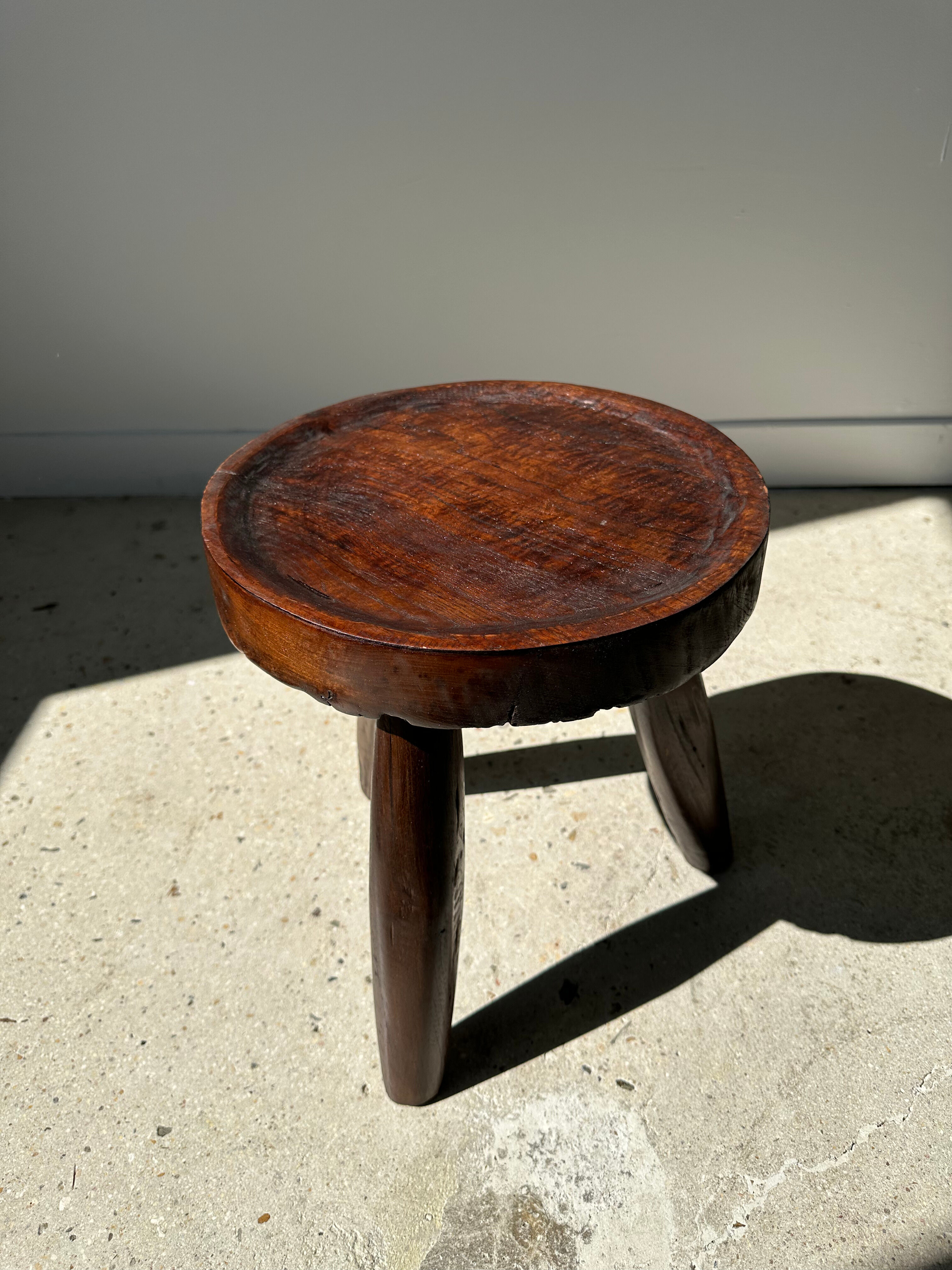 Brown solid wood stool hollow circular seat