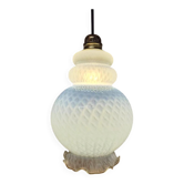 Vintage lampshade in light blue opaline glass – textured milky glass