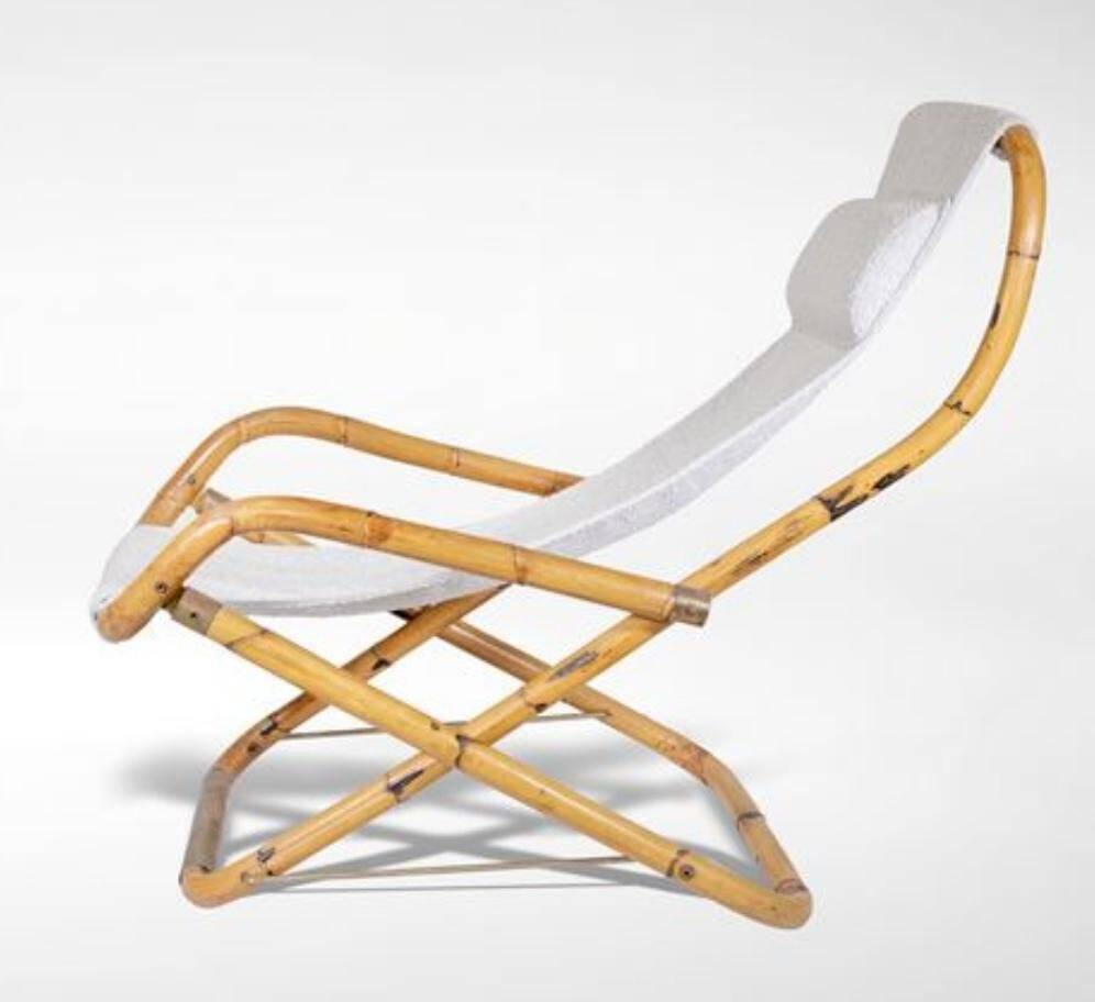 Set of Vintage Deck Chairs in Bamboo and Brass by Vivai Del Sud, 1970s