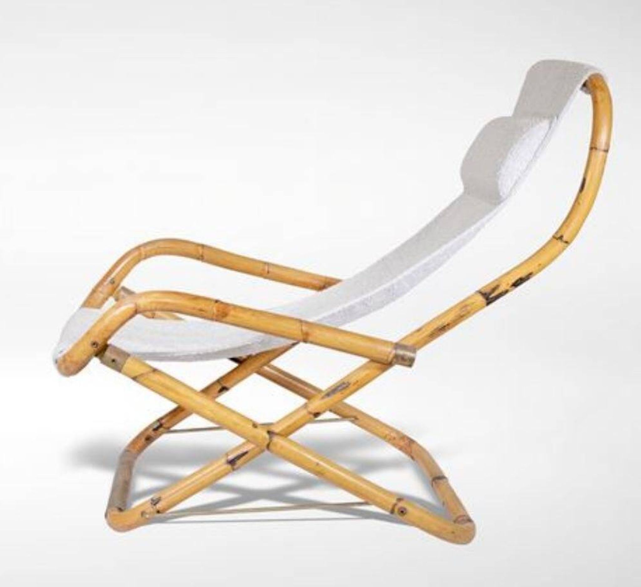 Set of Vintage Deck Chairs in Bamboo and Brass by Vivai Del Sud, 1970s