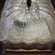 Wall ceiling lamp wood and (amber) glass 1960s moulded