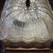 Wall ceiling lamp wood and (amber) glass 1960s moulded