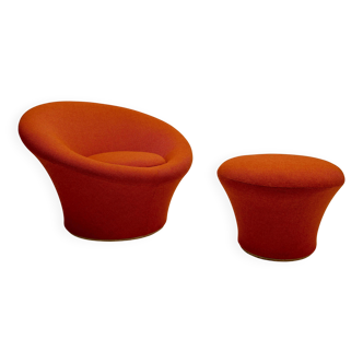 Mushroom armchair + ottoman - Designer Pierre Paulin