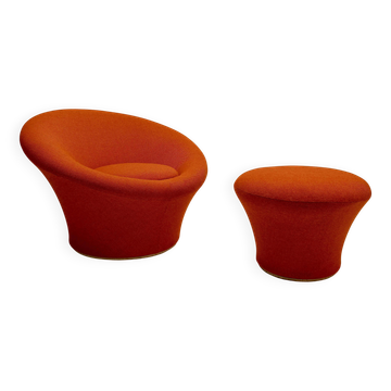Mushroom armchair + ottoman - Designer Pierre Paulin