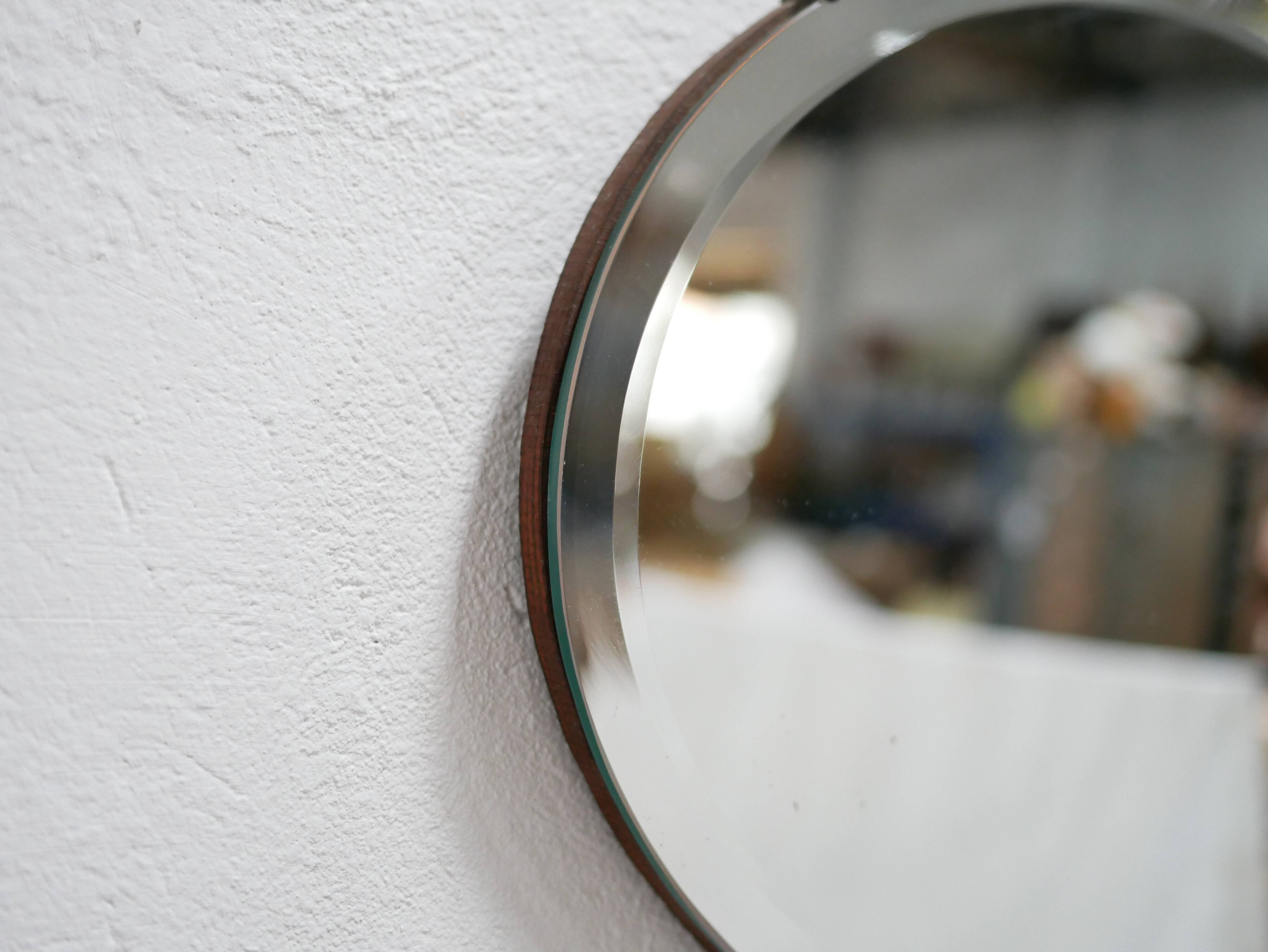 Vintage art deco bevelled oval mirror