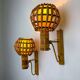 Pair of mid-century rattan wall sconces, Italy 1970s