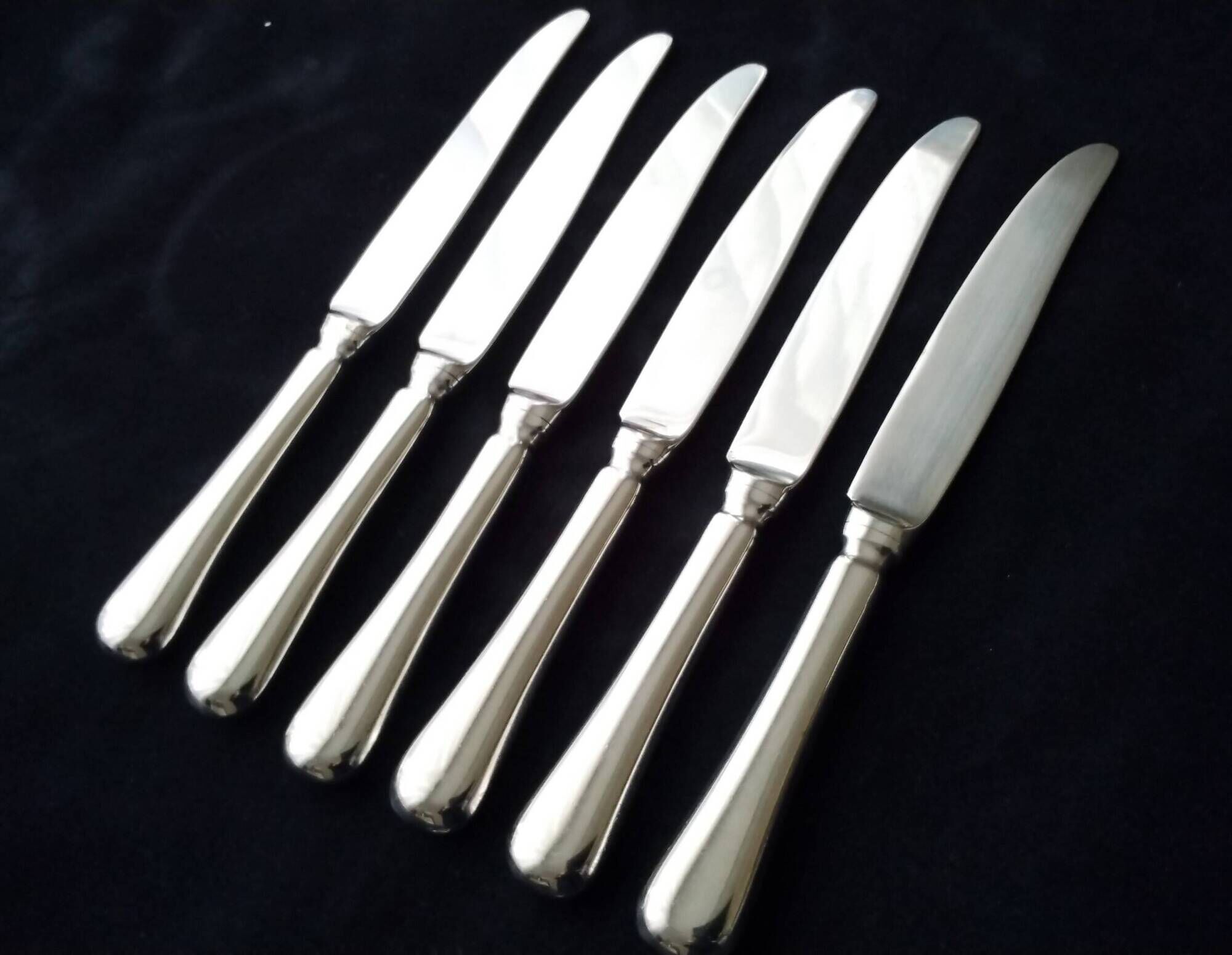 6 Jean Couzon knives, silver-plated metal and stainless steel, 23 cm