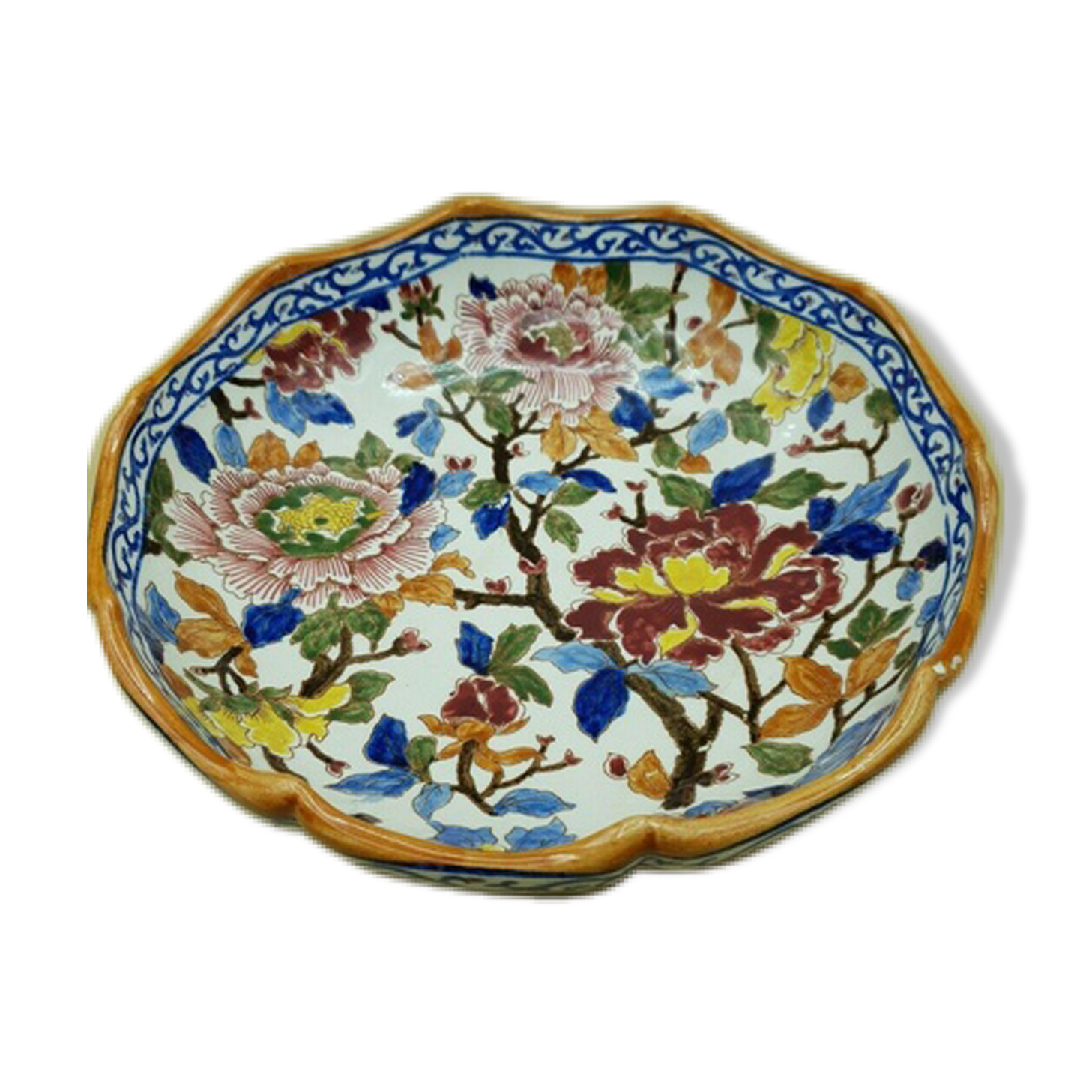 Large Hollow Dish Gien ModelE Peony