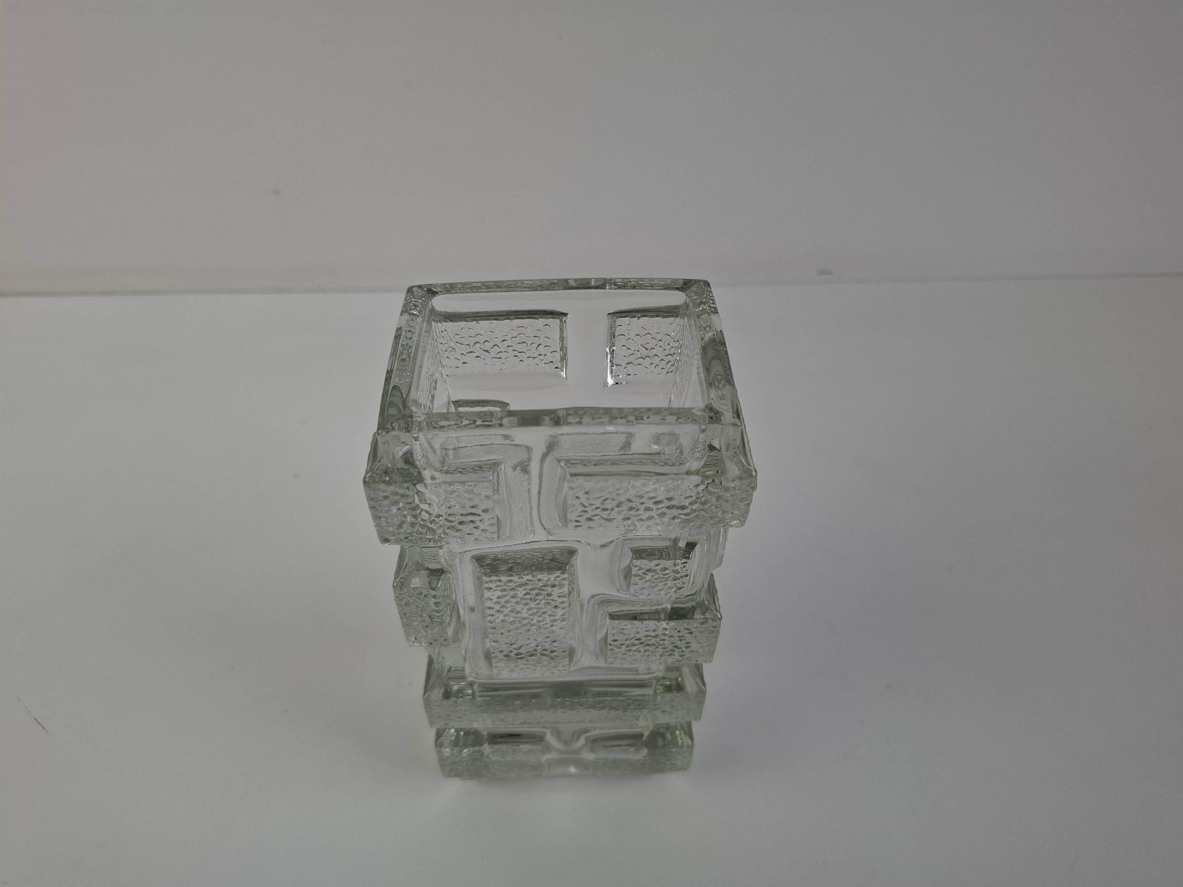 1969 Brickwork Pressed Glass Vase by Jiří Zejmon for Rudolfova Huť, Czechos