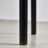Black leather and steel dining chairs - set of 4