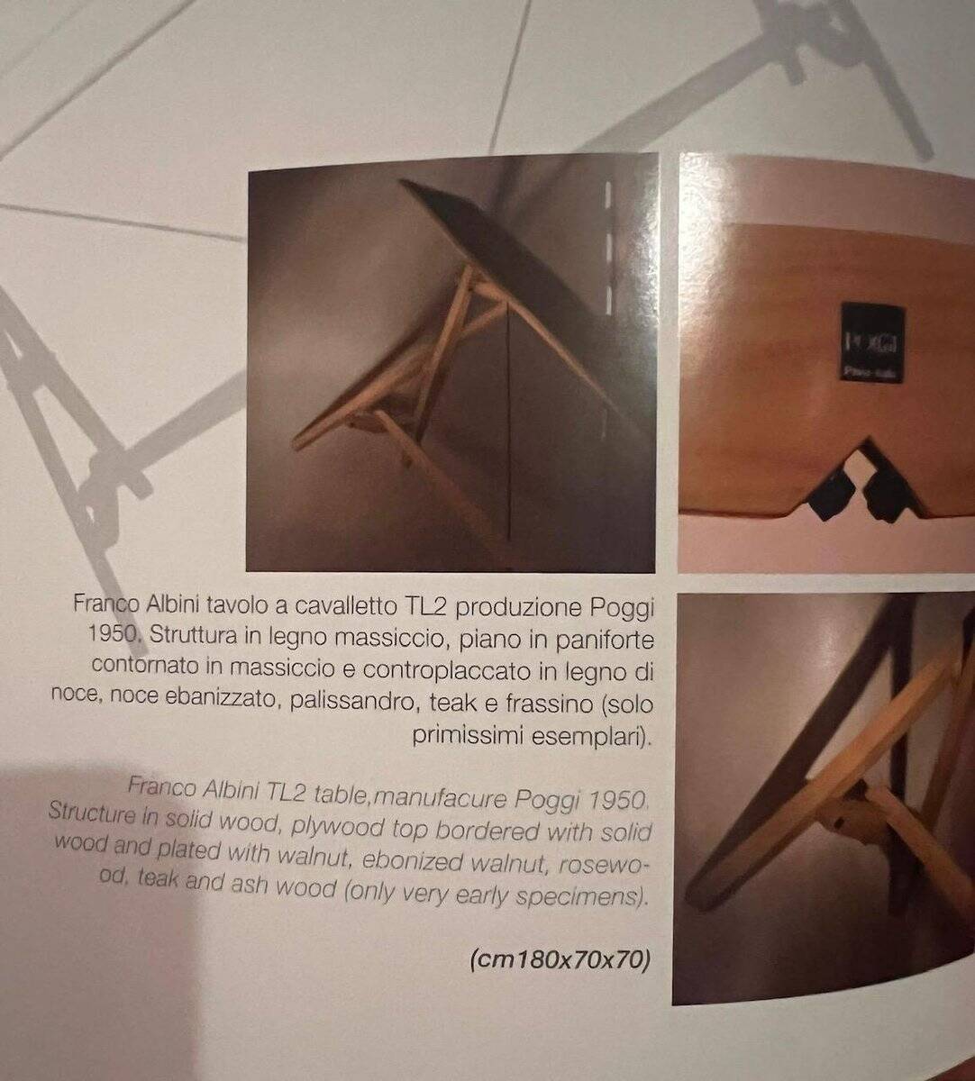 Table à manger Tl2 Cavalletto en frêne par Franco Albini pour Poggi, 1950