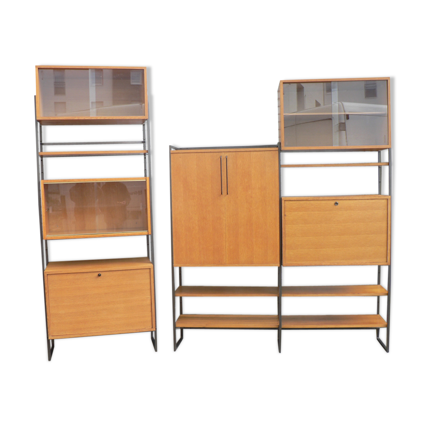 Étagères modulables chêne 1950 Georges Frydman