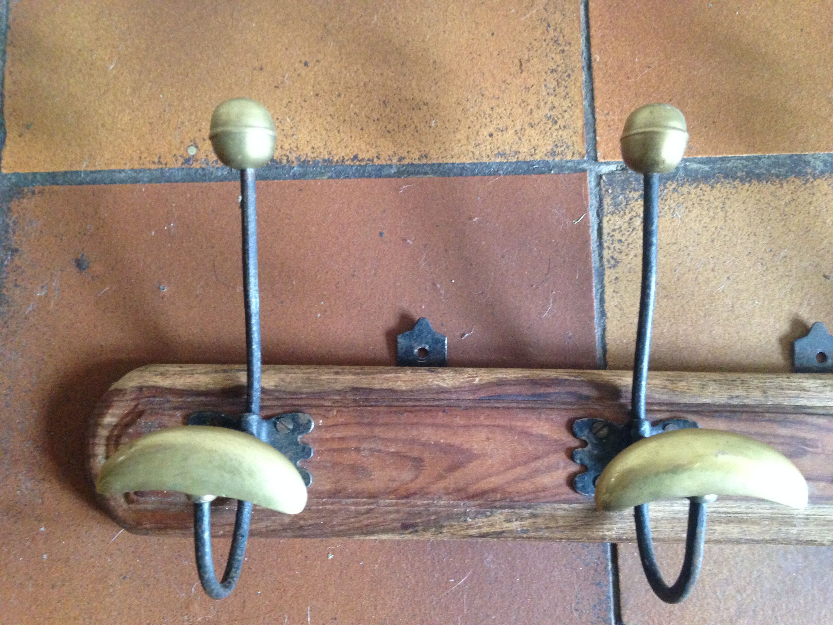 Coat rack wood and brass