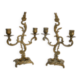 Pair of gilded bronze candlesticks