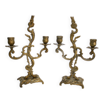 Paire de chandelier en bronze doré