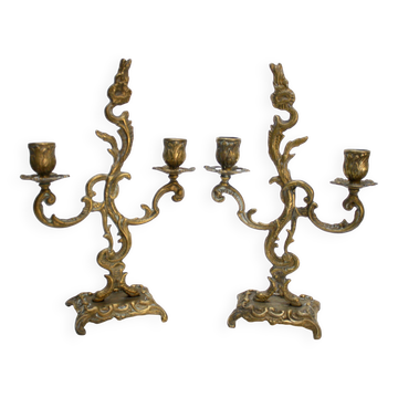 Paire de chandelier en bronze doré