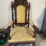 Fauteuil trône style gothique renaissance